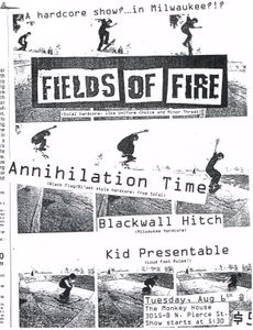 Fields of Fire at The Monkey House, Milwaukee 8/6/2002 Flyer