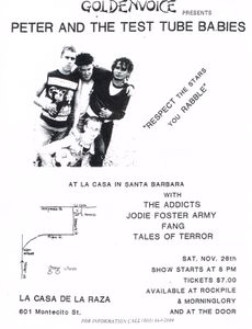 Peter and the Test Tube Babies, Santa Barbara CA 11/26/83 Flyer