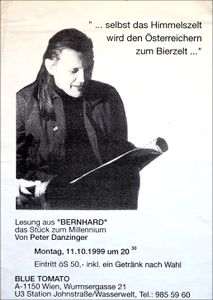 Peter Danzinger - Blue Tomato, Oct 11, 1999 (Event Poster)