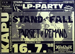 Stand To Fall, Target Of Demand - LP-Party - Kapu, July 16, 1988 (Gig Poster)