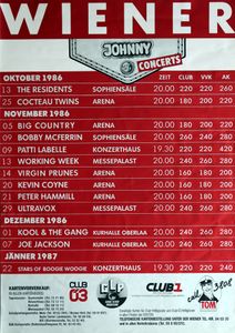 Johnny Concerts / Oktober 1986 - Jänner 1987 (Promo Poster)
