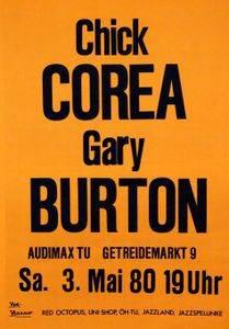 Chick Corea, Gary Burton - Audimax TU - May 3, 1980 (Gig Poster)