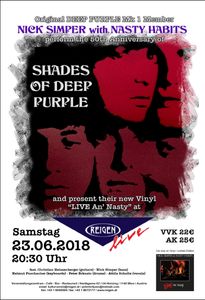 Nick Simper with Nasty Habits - Shades Of Deep Purple - June 23, 2018 (Gig Poster)
