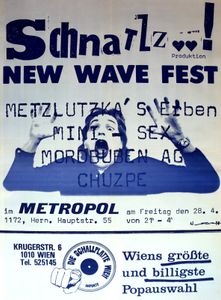 Metzlutzka's Erben, Minisex, Mordbuben AG, Chuzpe [Schnatzz New Wave Fest] Metropol - Apr 28, 1978 (Gig Poster)
