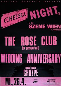 The Rose Club, A Wedding Anniversary, Chuzpe - Szene Wien - April 26, 1989 (Gig Poster, red)