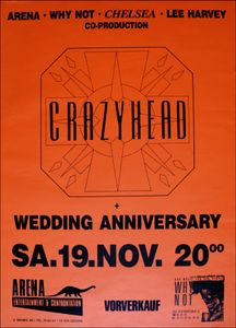 Crazyhead, A Wedding Anniversary - Arena Wien - Nov 19, 1988 (Gig Poster)