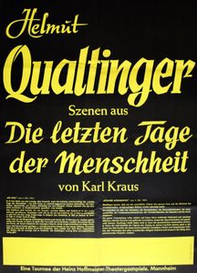 Helmut Qualtinger - Karl Kraus - Die Letzten Tage Der Menschheit - 1963 (Tour Poster)