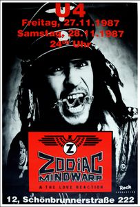 Zodiac Mindwarp & The Love Reaction - U4 - Nov 27+28, 1987 (Gig Poster)