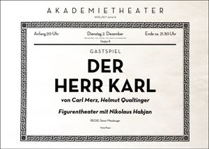 Der Herr Karl (by Carl Merz, Helmut Qualtinger) - Nikolaus Habjan - Akademietheater - Dec 2, 2014 (Event Promo)