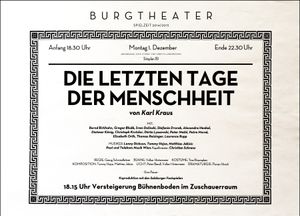 Die Letzen Tage Der Menschheit (by Karl Kraus) - Burgtheater - Dec 1, 2014 (Event Promo)
