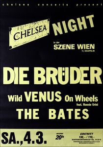 Die Brüder, Wild Venus On Wheels feat. Ronnie Urini, The Bates - Szene Wien - March 4, 1989 (Gig Poster)