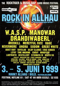 Rock In Allhau - W.A.S.P., Manowar, Drahdiwaberl, ... - Markt Allhau - June 3-5, 1999 (Gig Poster)
