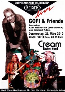 Gofi & Friends, Kurt Hauenstein / Supermax, Wickerl Adam, Cream Revival Band - Reigen Wien - March 25, 2010 (Gig Poster)