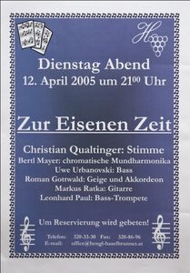Christian Qualtinger, Zur Eisernen Zeit - Hengl Haselbrunner, Wien - April 12, 2005 (Gig Poster)