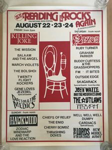 1986 UK Reading Festival promotional poster. Hawkwind Killing Joke
