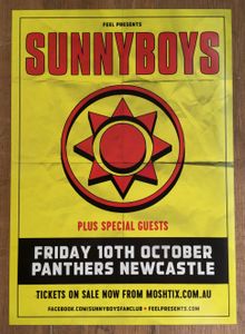 SUNNYBOYS ~ 10th OCTOBER 2014 ~ at PENRITH PANTHERS ~ Australian gig poster