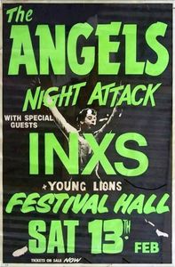 The Angels / Inxs / Young Lions - Festival Hall, Melbourne VIC (Australia) Concert Poster - 13 Feb 1982