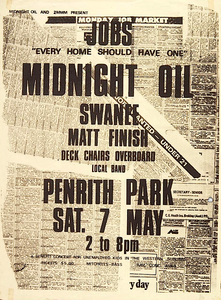 MIDNIGHT OL - Penrith Park, Sydney, NSW (Australia) Concert Poster - 7 May 1983