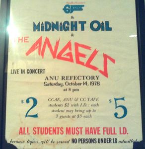 MIDNIGHT OIL - ANU Refectory, Canberra, ACT (Australia) Concert Poster - 14 Oct 1978