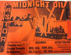 MIDNIGHT OIL - Astor Theatre, Melbourne, VIC (Australia) Concert Poster - 15,16,17,18 Dec 1982