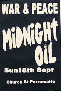 MIDNIGHT OIL - Parramatta War & Peace Hotel, Sydney, NSW (Australia) Concert Poster - 18 Sep 1977