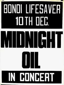 MIDNIGHT OIL - Bondi Lifesaver, Sydney, NSW (Australia) Concert Poster - 10 Dec 1977