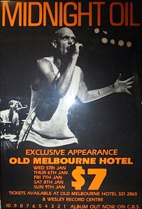 MIDNIGHT OIL - Old Melbourne Hotel, Perth, WA (Australia) Concert Poster - 5,6,7,8,9 Jan 1983 