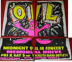 MIDNIGHT OIL - Memorial Drive, Adelaide, SA (Australia) Concert Poster - 2,3 Nov 1984