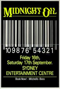 MIDNIGHT OIL - Sydney Entertainment Centre, NSW (Australia) Concert Poster - Sep 1983