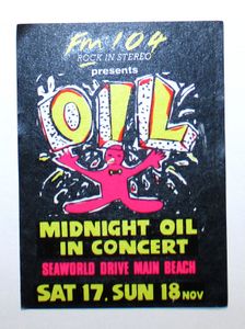 MIDNIGHT OIL - Main Beach, Gold Coast, QLD (Australia) Concert Poster - Nov 1984