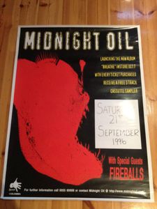 MIDNIGHT OIL - Bridgeway Hotel, Adelaide, SA (Australia) Concert Poster - 21 Sep 1996