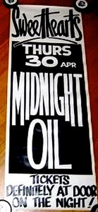 MIDNIGHT OIL - Sweethearts, Kings Cross, Sydney, NSW (Australia) Concert Poster - 30 Apr 1981