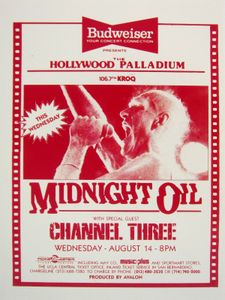 MIDNIGHT OIL - Hollywood Palladium, Los Angeles, CA (USA) - Concert Poster - 14 Aug 1985