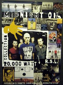 MIDNIGHT OIL - 20,000 Watt R.S.L. - Instore Promo Poster