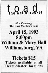 toad the wet sprocket Williamsburg 1993