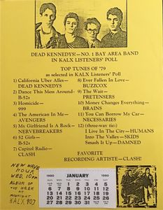 DEAD KENNEDYS! -NO. 1 BAY AREA BAND IN KALX LISTENERS’ POLE TOP TUNES OF ‘79