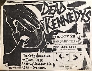 DEAD KENNEDYS FRI. OCT. 28 BARBARY COAST