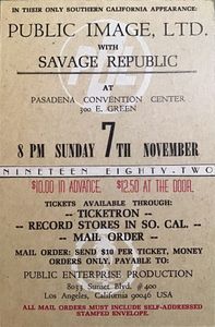 PUBLIC IMAGE, LTD. EDITION: 5000 October 1982 I.P.