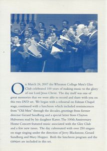 Wheaton College Men's Glee Club: 100th Anniversary Celebration