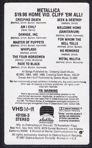 Metallica $19.98 Home Vid: Cliff "Em All!