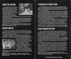 The Twilight Zone: What's in the Box / Caesar and Me / Stopover in a Quiet Town / Come Wander with Me